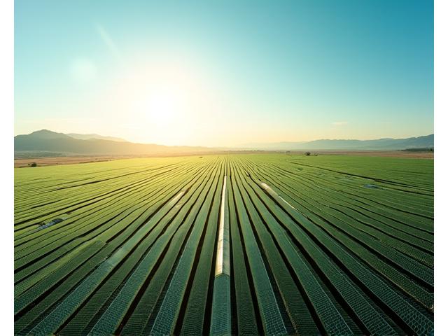Massive utility-scale solar farm stretching to the horizon under a clear sky.