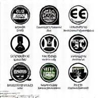 Collection of international quality certification logos like ISO and IEC