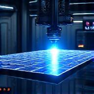 Solar panel undergoing a flash test in a controlled lab environment